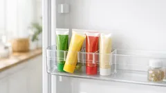 ダイソー110円の伸縮ドアポケットケースでチューブ調味料が倒れない冷蔵庫収納に