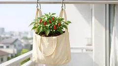 余ったエコバッグが鉢に変身、物干し竿で始めるベランダ菜園のつくり方