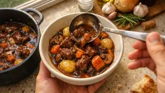 赤ワインでコク深く—焼き付けから作る、家でレストラン風ビーフシチュー