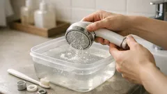 洗面台のシャワーヘッド掃除は外してつけ置きが正解、クエン酸で水垢とぬめりを落とす方法