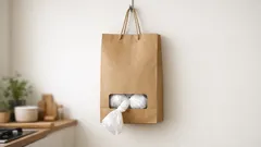 紙袋に小窓を作るだけでレジ袋が散らからない収納術