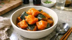 フライパンで10分、煮崩れしにくいかぼちゃの煮物：落としぶたでほくほく仕上げ