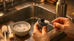 水筒のパッキン汚れが落ちない日に、100均4アイテムで細部までスッキリする方法