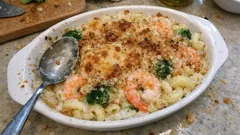 ダマになりにくいホワイトソースで作る、海老マカロニグラタン（香ばしチーズ）