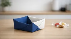 キッチンクロスを折るだけで小箱にする方法、糸も針も不要の超かんたん3ステップ