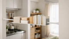 つっぱり棒とブックエンドだけで壁が棚に変わる穴あけ不要の省スペース収納